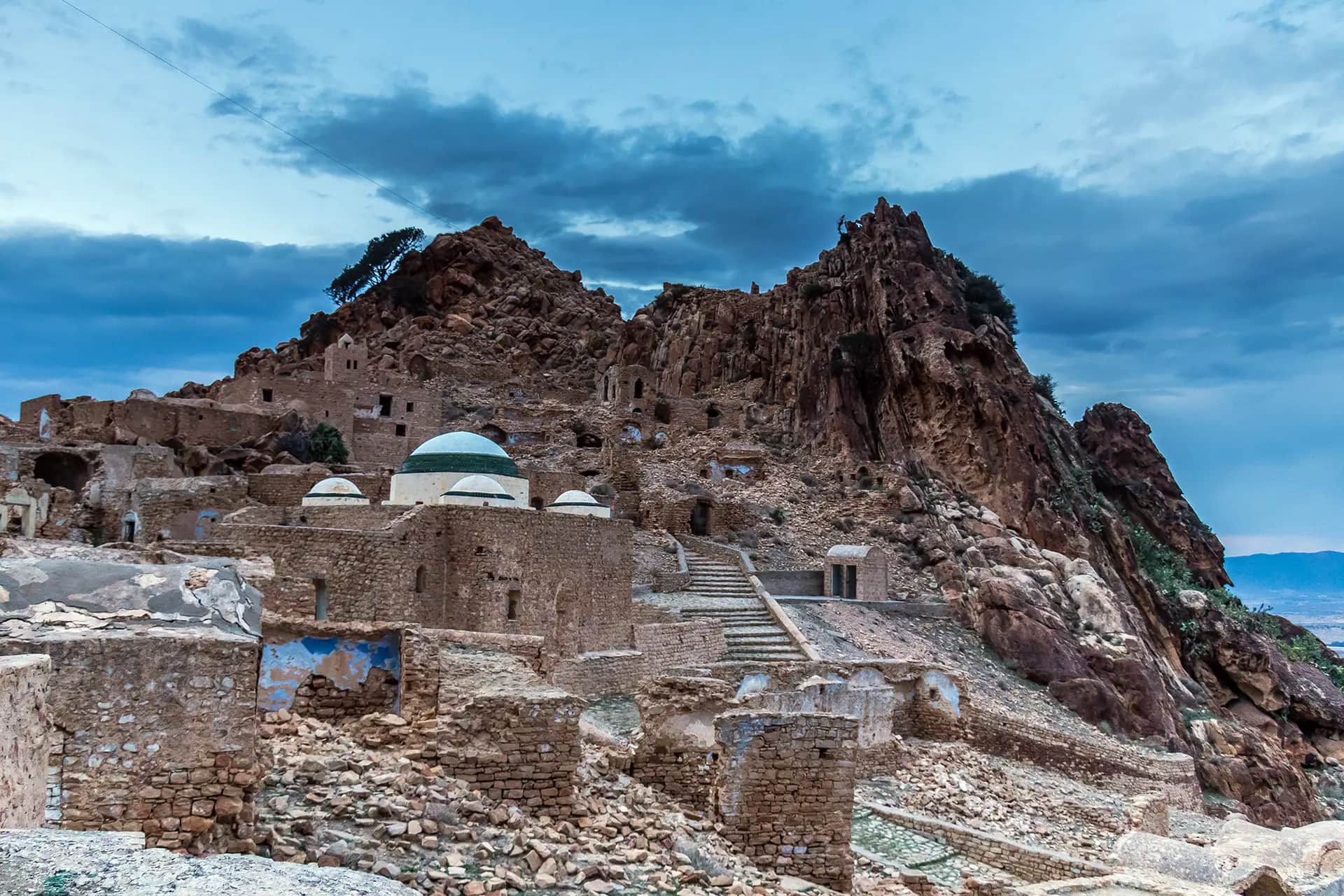 Stone houses of the abandoned Berber village of Zriba Olia near Zaghouan