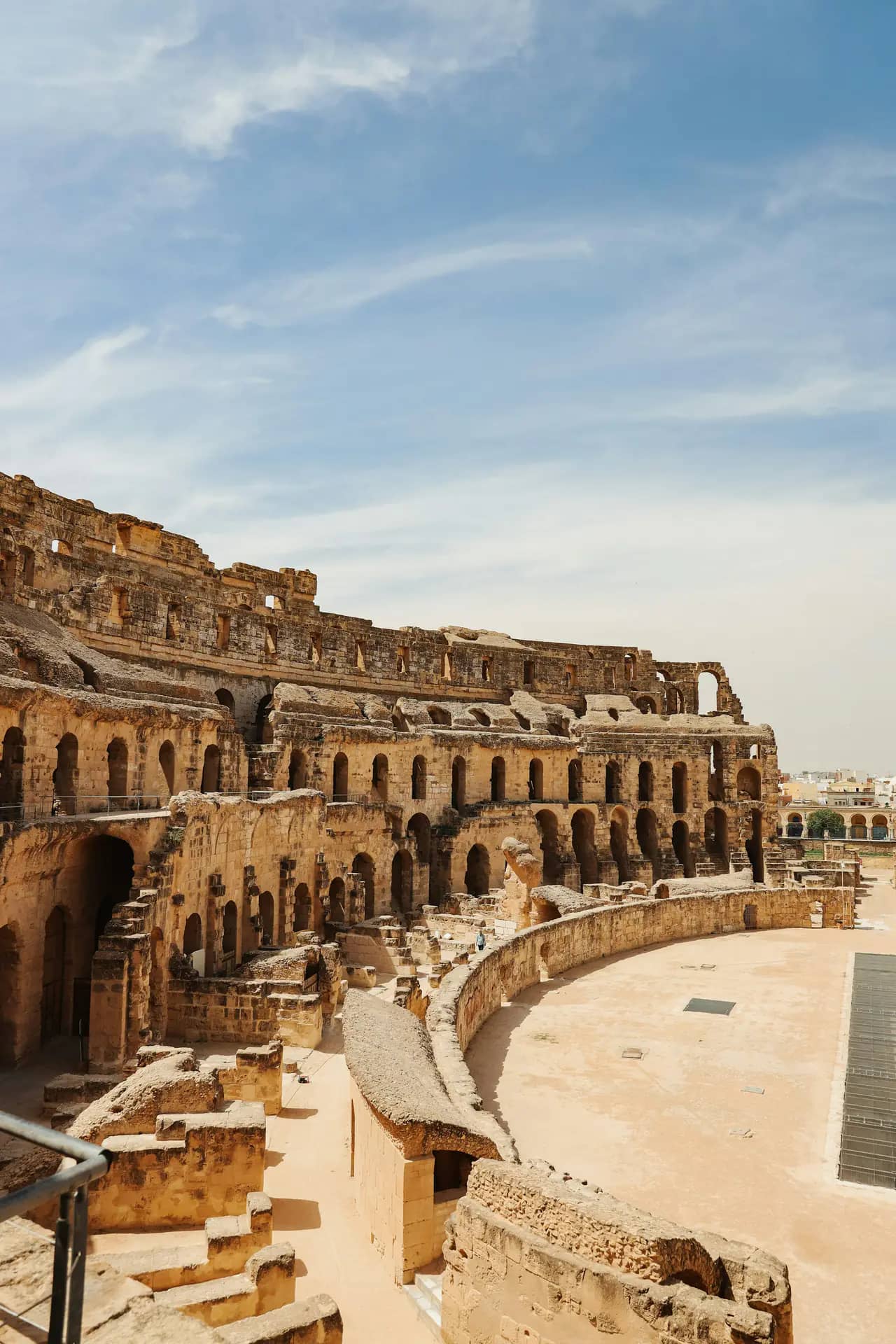 Upper tiers and arena of the El Jem Roman amphitheatre, a day trip from Hammamet